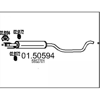MTS 01.50594 - Silencioso intermedio para Opel Zafira B MTS 01.50594 - Silencioso intermedio para Opel Zafira B