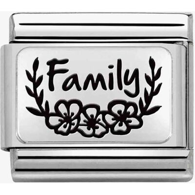 Nomination Classic Composable Plates Family with Flowers Charm - Jewelry Charm Nomination Classic Composable Plates Family with Flowers Charm - Jewelry Charm