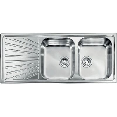 Lavello CM Cometa 116x50 in Acciaio Inox - Rettangolare, 2 Vasche, Gocciolatoio a Destra Lavello CM Cometa 116x50 in Acciaio Inox - Rettangolare, 2 Vasche, Gocciolatoio a Destra