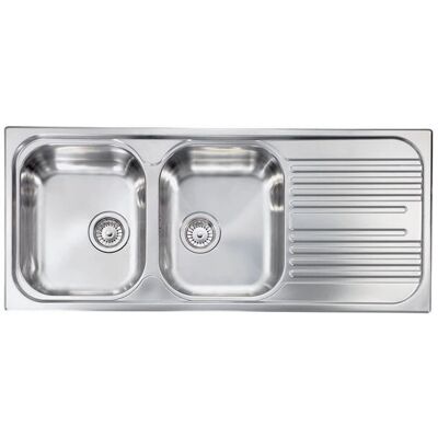 Lavello doppio in acciaio inox Atlantic 116x50cm - Gocciolatoio a destra Lavello doppio in acciaio inox Atlantic 116x50cm - Gocciolatoio a destra