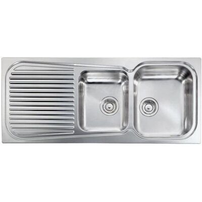 Lavello in acciaio inox CM Matico 116x50 - 2 vasche, Gocciolatoio a sinistra Lavello in acciaio inox CM Matico 116x50 - 2 vasche, Gocciolatoio a sinistra