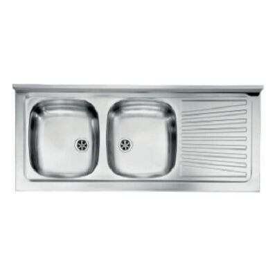 Lavello rettangolare in acciaio inox CM Mondial 120x50 - 2 Vasche Lavello rettangolare in acciaio inox CM Mondial 120x50 - 2 Vasche