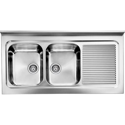 Lavello doppio in acciaio inox Rossana 120x60 - Scarico a sinistra Lavello doppio in acciaio inox Rossana 120x60 - Scarico a sinistra