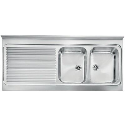 Lavello in Acciaio Inox CM Rossana 135x60 - 2 Vasche, Rettangolare Lavello in Acciaio Inox CM Rossana 135x60 - 2 Vasche, Rettangolare