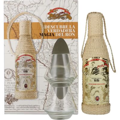 Ron Millonario 15 Solera Reserva Especial - Geschenkset mit 2 Gläsern - Rum Ron Millonario 15 Solera Reserva Especial - Geschenkset mit 2 Gläsern - Rum