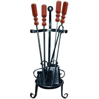 CAPALDO - Set attrezzi camino con 4 pezzi - Rustico, elegante, manici in faggio di alta qualità CAPALDO - Set attrezzi camino con 4 pezzi - Rustico, elegante, manici in faggio di alta qualità