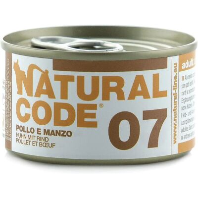 Natural Code Cibo per Gatti Pollo e Manzo - 85g - Confezione da 12 Natural Code Cibo per Gatti Pollo e Manzo - 85g - Confezione da 12