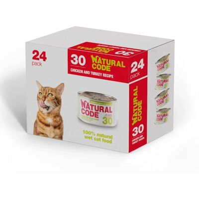 NATURAL CODE Cibo per gatti adulti Pollo Tacchino in Gelatina - 85g NATURAL CODE Cibo per gatti adulti Pollo Tacchino in Gelatina - 85g