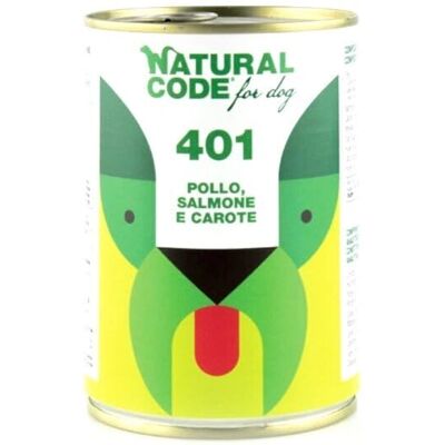 Cibo Naturale Code per Cani - Pollo, Salmone, Carote - 400g Cibo Naturale Code per Cani - Pollo, Salmone, Carote - 400g