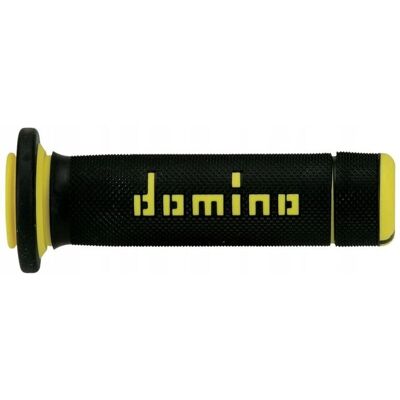 Poignées Domino A180 ATV - Demi-Gauffré - Noir-Jaune Poignées Domino A180 ATV - Demi-Gauffré - Noir-Jaune