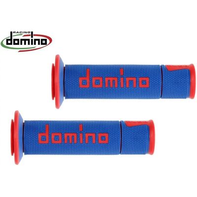 Manopole da corsa Domino A450 - Estremità aperta - Blu/Rosso Manopole da corsa Domino A450 - Estremità aperta - Blu/Rosso