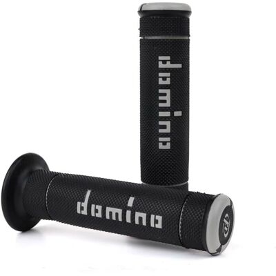 Domino Black/Gray Dirt Bike Grips - Double Compound, 22-26mm Domino Black/Gray Dirt Bike Grips - Double Compound, 22-26mm