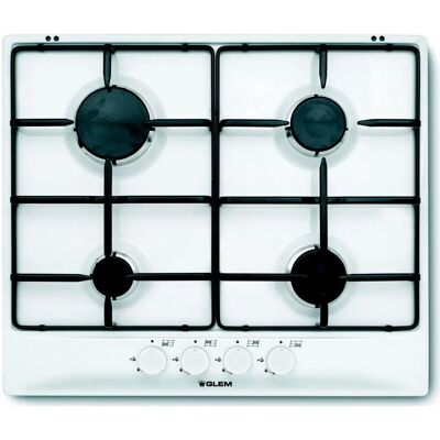 GLEM GAS GT64WH Piano Cottura a Gas 4 Fuochi Bianco con FSD GLEM GAS GT64WH Piano Cottura a Gas 4 Fuochi Bianco con FSD
