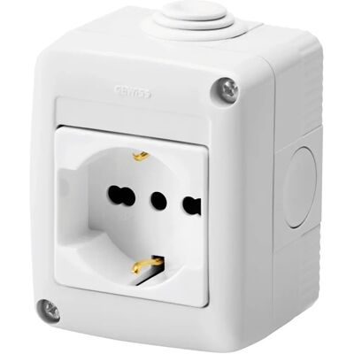 GEWISS GW27812DY Modulaire muurbehuissysteem - IP40, 2P+T 16A aansluiting GEWISS GW27812DY Modulaire muurbehuissysteem - IP40, 2P+T 16A aansluiting