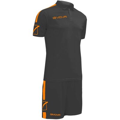 Givova Kit Play Mc Givova Nero / arancio Fluo - Kit Sportif - Publicité Givova Kit Play Mc Givova Nero / arancio Fluo - Kit Sportif - Publicité