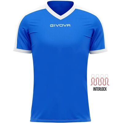 Camisa de futebol Givova Revolution - Azul e branco - 2XS Camisa de futebol Givova Revolution - Azul e branco - 2XS
