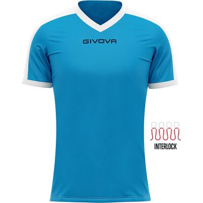Conjunto de futebol Givova Revolution - Azul claro e branco, 4XS Conjunto de futebol Givova Revolution - Azul claro e branco, 4XS