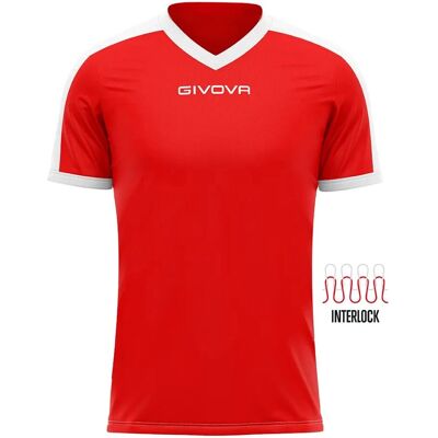 Givova - Revolution Interlock - Vermelho-Branco - XS - Tee Givova - Revolution Interlock - Vermelho-Branco - XS - Tee