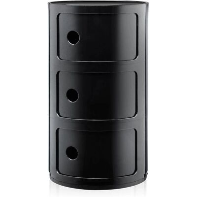 Kartell Black Componibili Storage - 3 Sections - Modular Furniture Kartell Black Componibili Storage - 3 Sections - Modular Furniture