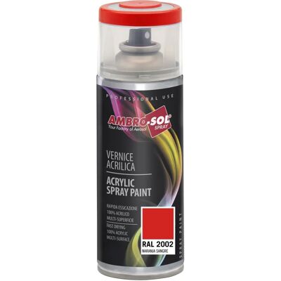 Smaltatura Spray Acrilica Ambro-Sol RAL 2002 Arancione Sangue - Interni ed Esterni, 400 ml Smaltatura Spray Acrilica Ambro-Sol RAL 2002 Arancione Sangue - Interni ed Esterni, 400 ml
