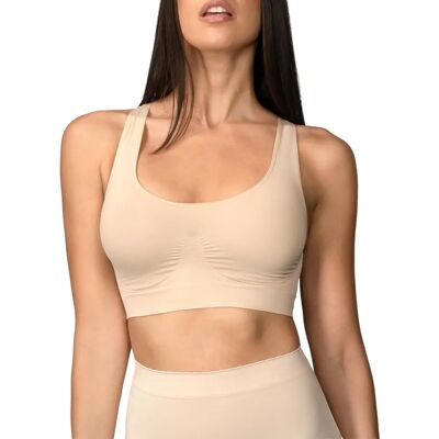 Soutien-Gorge Sport Beige Intimidea - S/M - Confort, Soutien, Sans Couture Soutien-Gorge Sport Beige Intimidea - S/M - Confort, Soutien, Sans Couture