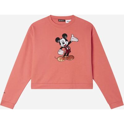 Freddy - Mickey Mouse Cropped - Coral - Medium - Felpa Freddy - Mickey Mouse Cropped - Coral - Medium - Felpa