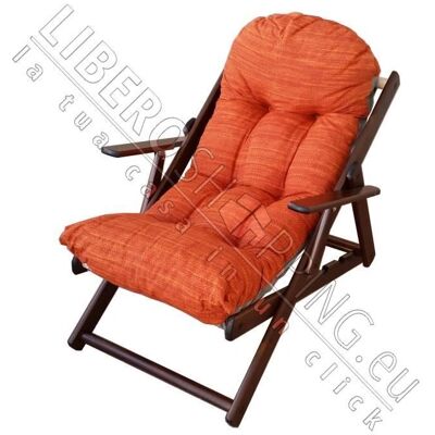 LIBEROSHOPPING - Poltrona da giardino in legno pieghevole - Cuscino arancio - 3 posizioni LIBEROSHOPPING - Poltrona da giardino in legno pieghevole - Cuscino arancio - 3 posizioni