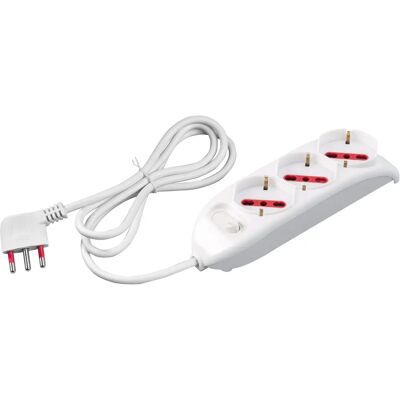 Rosi Multipresa con Spina 16A - 3 Prese - Bianco Rosi Multipresa con Spina 16A - 3 Prese - Bianco