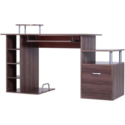 Scrivania per Computer HOMCOM Moderna con Cassetti, Ripiani e Tastiera - Ufficio Legno Marrone Scrivania per Computer HOMCOM Moderna con Cassetti, Ripiani e Tastiera - Ufficio Legno Marrone