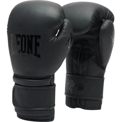 Leone 1947 Black Boxing Gloves - Synthetic Leather, Velcro, Muay Thai Leone 1947 Black Boxing Gloves - Synthetic Leather, Velcro, Muay Thai