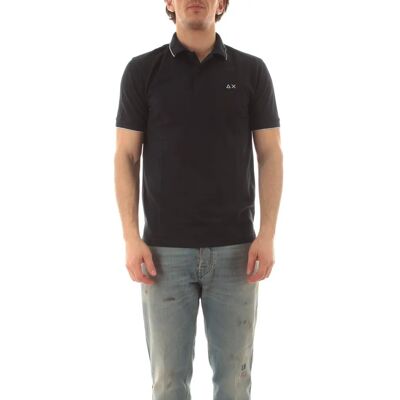 Sun68 Piquet Polo-tröja med Bård Navy Mörkblå - Polo Shirt Sun68 Piquet Polo-tröja med Bård Navy Mörkblå - Polo Shirt