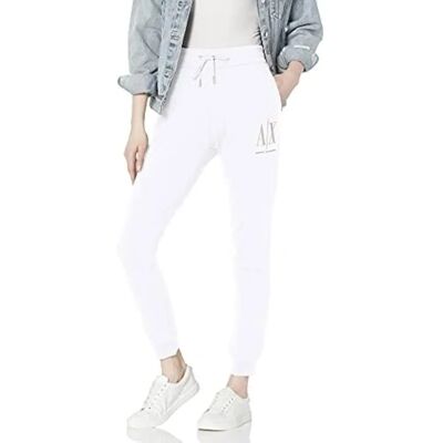 Białe bawełniane spodnie typu legginsy Armani Exchange - Spodnie Białe bawełniane spodnie typu legginsy Armani Exchange - Spodnie