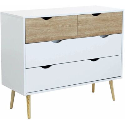 Homeness Natürlicher Holz Schlafzimmermöbel - 4 Schubladen - 99x39x82 cm Homeness Natürlicher Holz Schlafzimmermöbel - 4 Schubladen - 99x39x82 cm