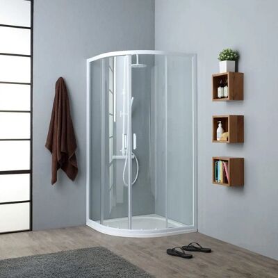 Kiamami Valentina - Cabine de Douche Semi-Circulaire à Cadre Blanc - Douche - Publicité Kiamami Valentina - Cabine de Douche Semi-Circulaire à Cadre Blanc - Douche - Publicité