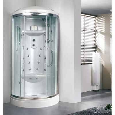 Kiamami Valentina - Cabina de Ducha Semicircular 90cm con Hidromasaje - Transparente Kiamami Valentina - Cabina de Ducha Semicircular 90cm con Hidromasaje - Transparente