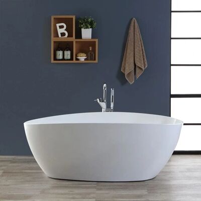 Baignoire Autoportante En Marbre Blanc Rachele - Design Moderne Baignoire Autoportante En Marbre Blanc Rachele - Design Moderne