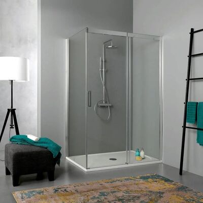 KIAMAMI VALENTINA - Cabine de Douche 140x70cm, Verre Transparent, Coulissante - Type de Douche KIAMAMI VALENTINA - Cabine de Douche 140x70cm, Verre Transparent, Coulissante - Type de Douche