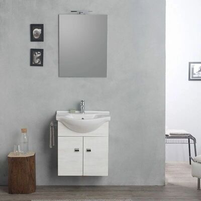 Kiamami Valentina - Modernes Hängendes Badezimmer - 58cm, Weiß Eiche Kiamami Valentina - Modernes Hängendes Badezimmer - 58cm, Weiß Eiche