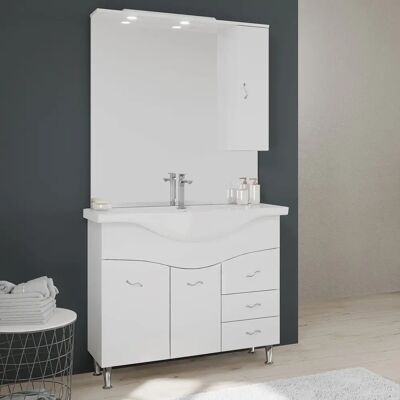 Kiamami Valentina - Set Bagno 106cm Bianco - Classico con Lavabo e Specchio Kiamami Valentina - Set Bagno 106cm Bianco - Classico con Lavabo e Specchio