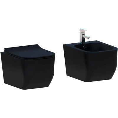 WC sospeso senza brida nero opaco - Set sanitario Giorgy WC sospeso senza brida nero opaco - Set sanitario Giorgy