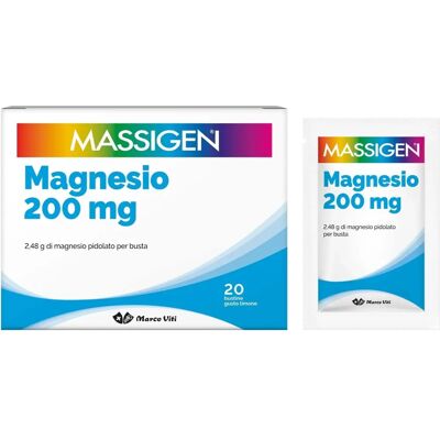 Marco Viti Farmaceutici Spa Massigen Magnesio - 20 Bustine Limone - Integratore alimentare Marco Viti Farmaceutici Spa Massigen Magnesio - 20 Bustine Limone - Integratore alimentare