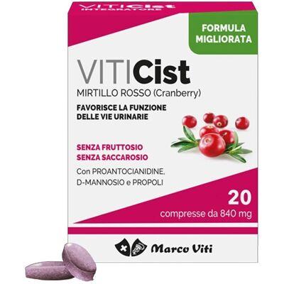 MARCO VITI Mirtillo Rosso 20 Compresse - Supporto alle Vie Urinarie MARCO VITI Mirtillo Rosso 20 Compresse - Supporto alle Vie Urinarie