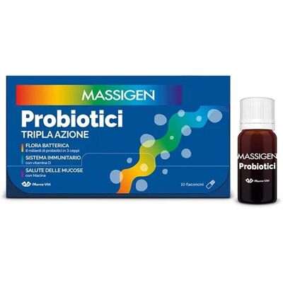Marco Viti Farmaceutici Spa Massigen Probiotici Tripla Azione - Integratore per la salute intestinale Marco Viti Farmaceutici Spa Massigen Probiotici Tripla Azione - Integratore per la salute intestinale