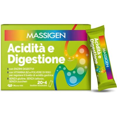MARCO VITI FARMACEUTICI Massigen Acidità e Digestione - Integratore digestivo - 20+4 bustine MARCO VITI FARMACEUTICI Massigen Acidità e Digestione - Integratore digestivo - 20+4 bustine