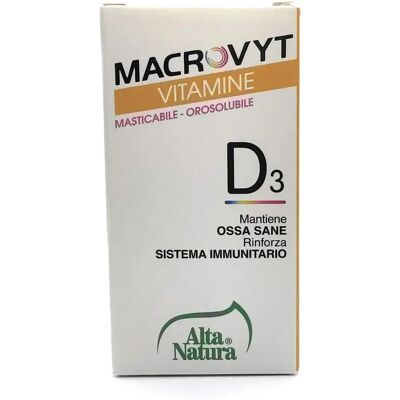 Alta Natura Macrovyt Vitamina D3 Supporta la Salute delle Ossa Vegetale 60 Compresse Masticabili - Integratore di Vitamine Alta Natura Macrovyt Vitamina D3 Supporta la Salute delle Ossa Vegetale 60 Compresse Masticabili - Integratore di Vitamine
