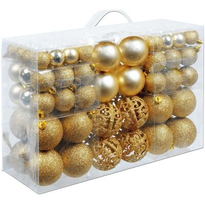 Bakaji Boules de Noël Or 100 pcs - Décorations Intérieures Extérieures Bakaji Boules de Noël Or 100 pcs - Décorations Intérieures Extérieures