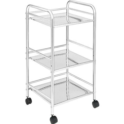 Chariot de stockage Bakaji - 3 étagères, argent, 40x35x75cm Chariot de stockage Bakaji - 3 étagères, argent, 40x35x75cm