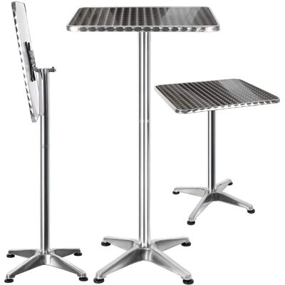Bakaji Hochklappbarer Aluminium-Quadrat-Tisch 60x60x110cm - Bartisch Bakaji Hochklappbarer Aluminium-Quadrat-Tisch 60x60x110cm - Bartisch