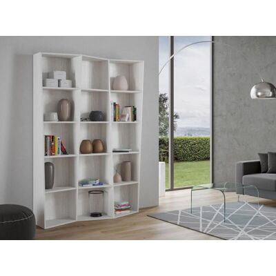 Estantería de madera blanca ITAMOBY - 3 elementos, compartimentos trapezoidales Estantería de madera blanca ITAMOBY - 3 elementos, compartimentos trapezoidales
