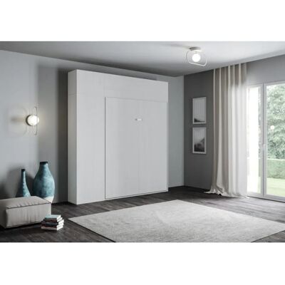 Letto a scomparsa bianco ITAMOBY con spazio di stoccaggio - Design salvaspazio con moduli a parete Letto a scomparsa bianco ITAMOBY con spazio di stoccaggio - Design salvaspazio con moduli a parete